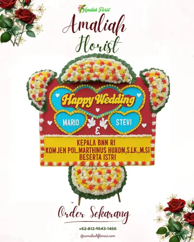 Karangan Papan Bunga Pernikahan di Anjatan Baru